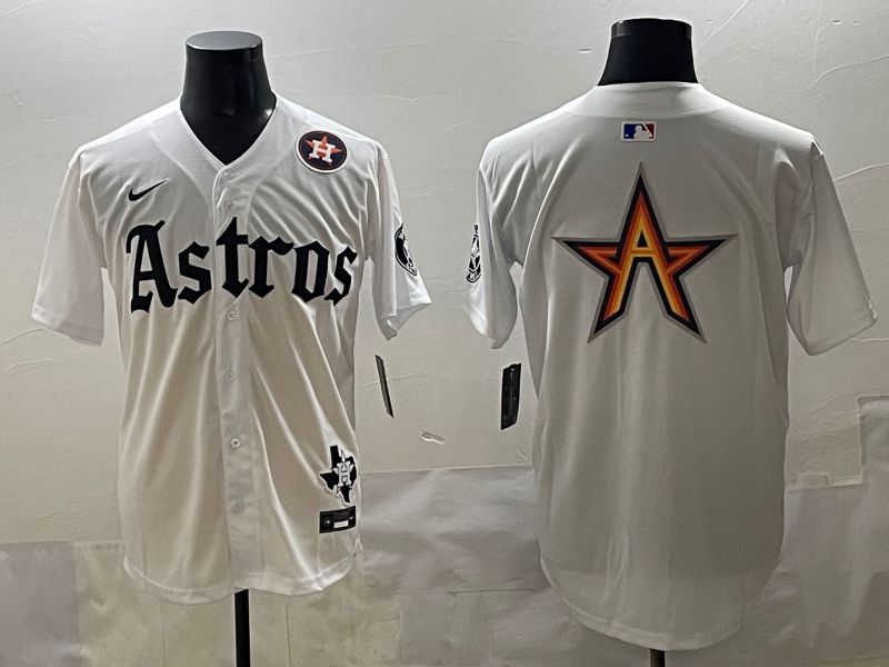 Men 2025 Houston Astros Blank White Five generations Joint Name Nike MLB Jersey style 15